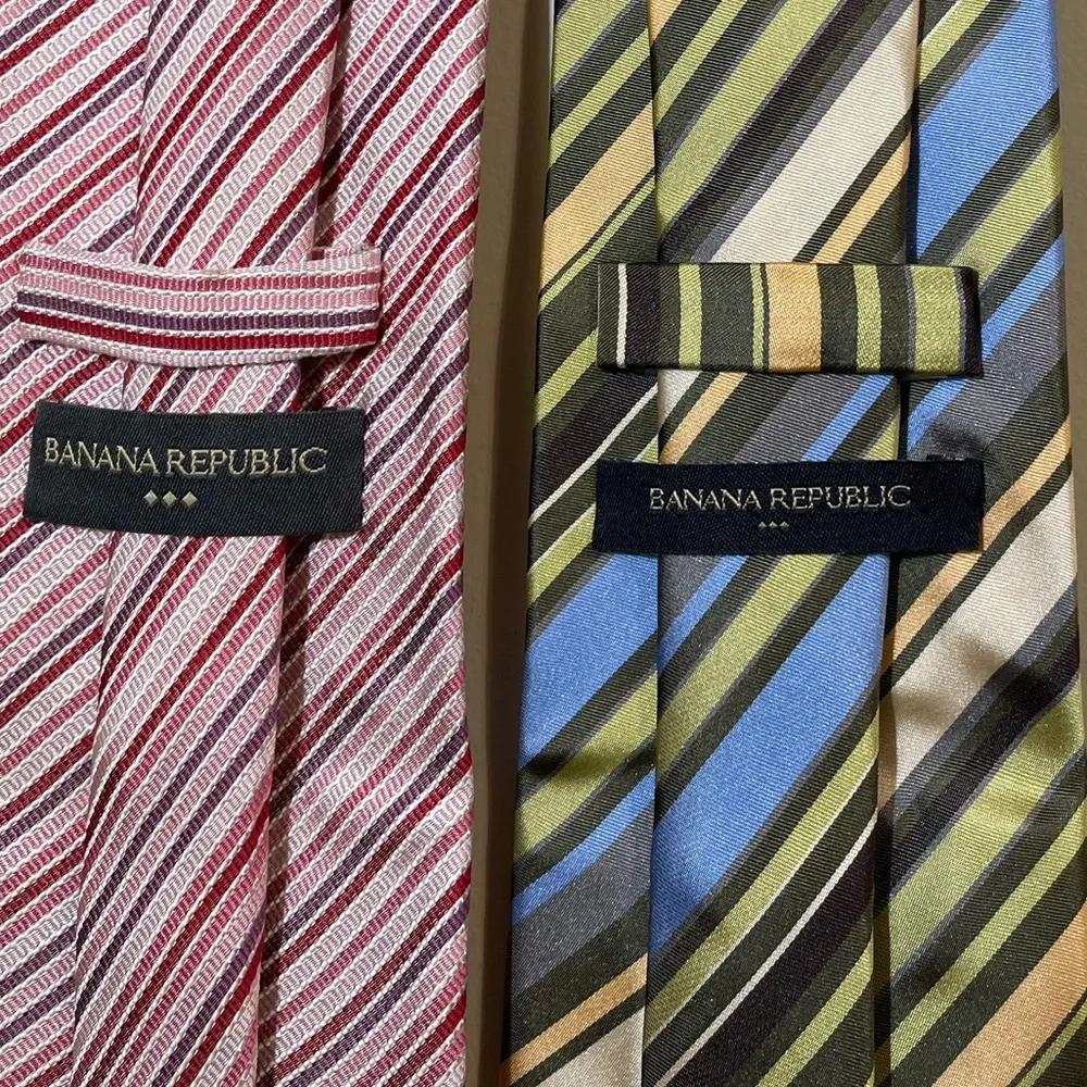 Banana Republic Tie Men’s Green Blue Peach Striped Pink Purple Striped Set of‎ 2
